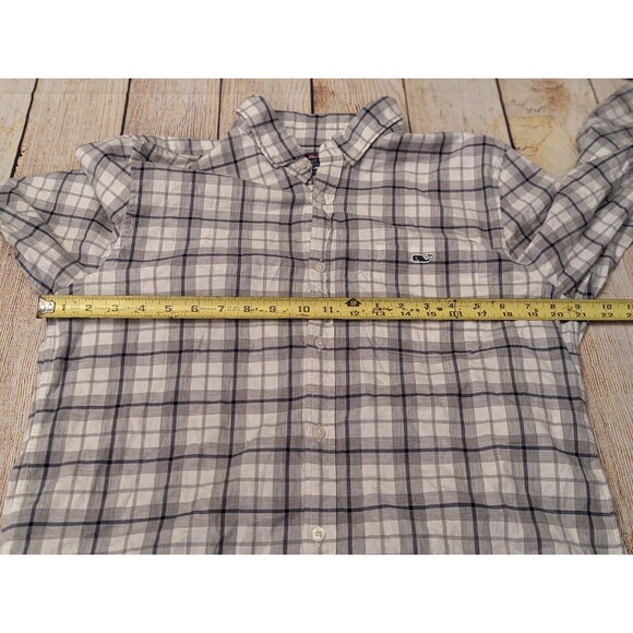 VINEYARD VINES Plaid Slim Fit Tucker Shirt Mens M Blue / Gray / White - Picture 7 of 8